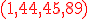 3$ \red \rm (1,44,45,89)